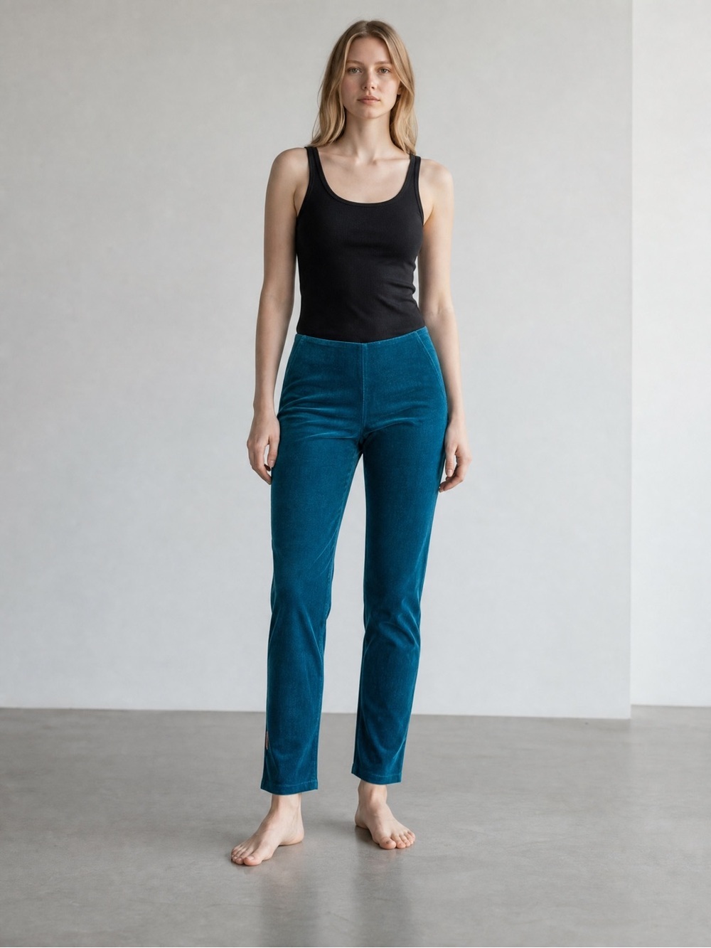 New Soft Surroundings Teal Pull On Straight Leg Corduroy Pants Size S Petite